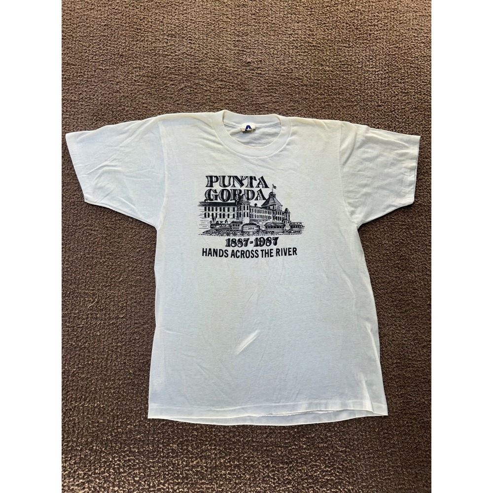 Vintage 80s Punta Gorda Florida Centennial T Shirt America Project White Large